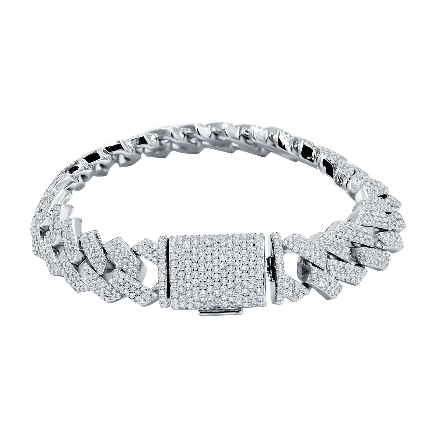 Ivich – 14 mm Moissanite Iced‑Out Bracelet | 925 Sterling Silver Rhodium - Iced Lux Watch Shop