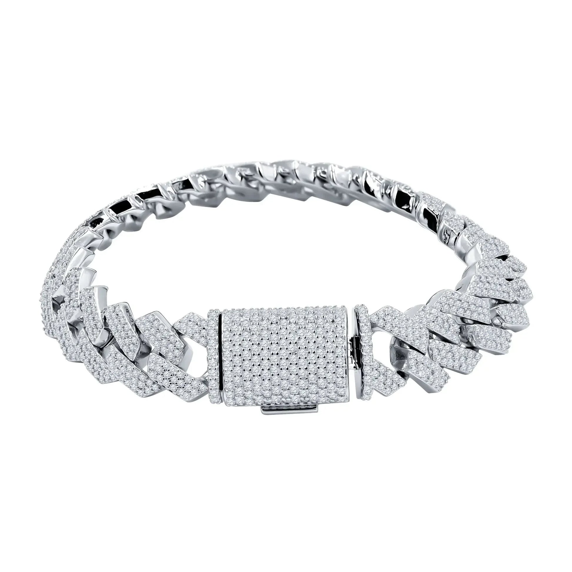Ivich – 14 mm Moissanite Iced‑Out Bracelet | 925 Sterling Silver Rhodium - Iced Lux Watch Shop