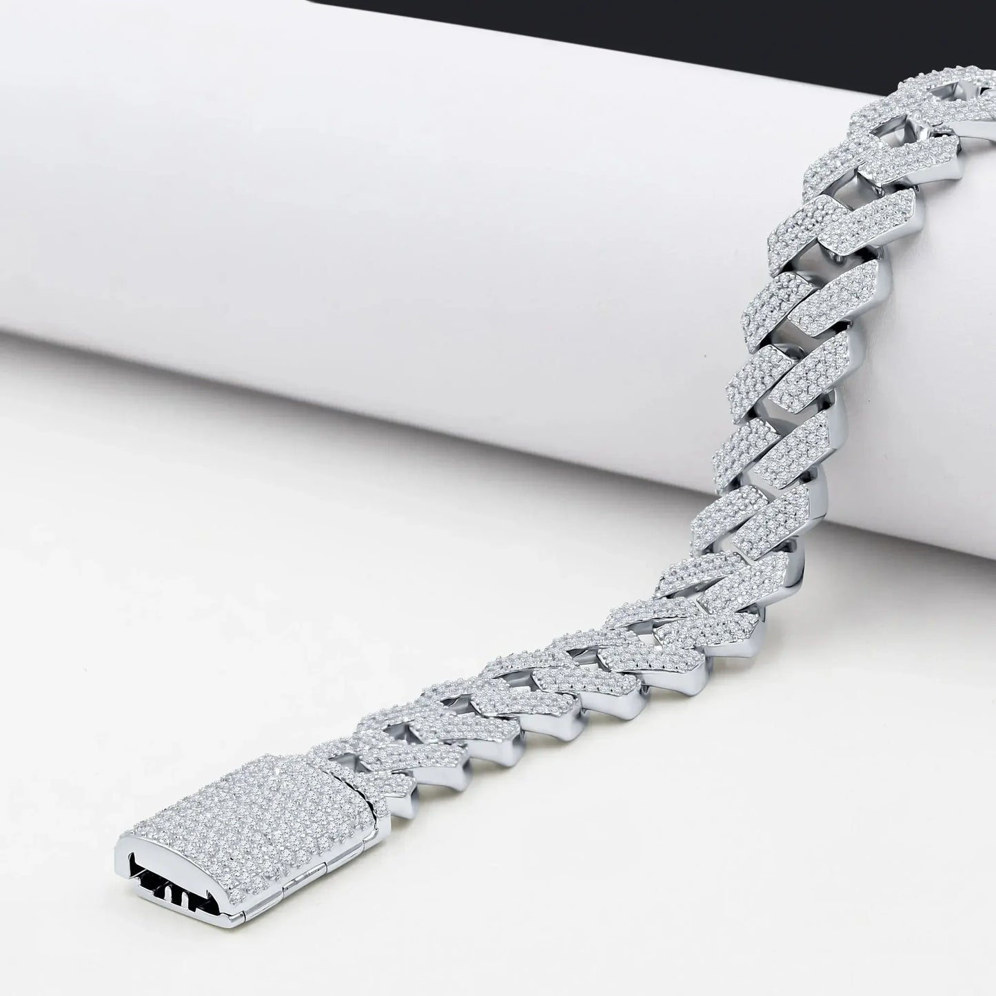 Ivich – 14 mm Moissanite Iced‑Out Bracelet | 925 Sterling Silver Rhodium - Iced Lux Watch Shop