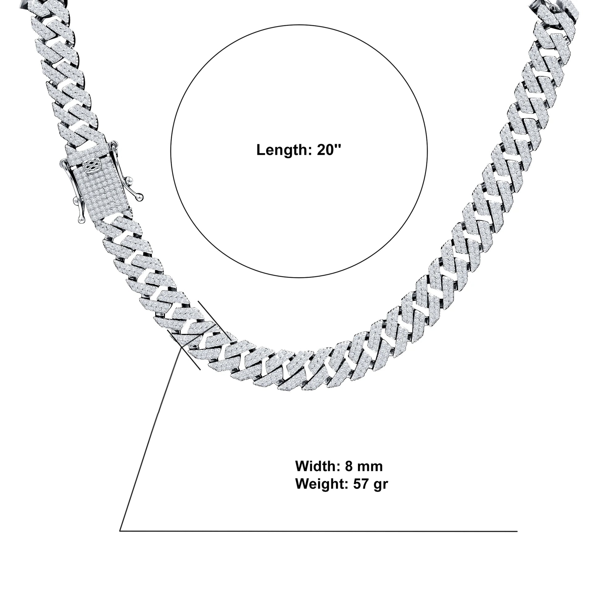 GemSculpt 8mm Silver CZ Necklace – 925 Sterling Silver Iced Chain - Iced Lux Watch Shop