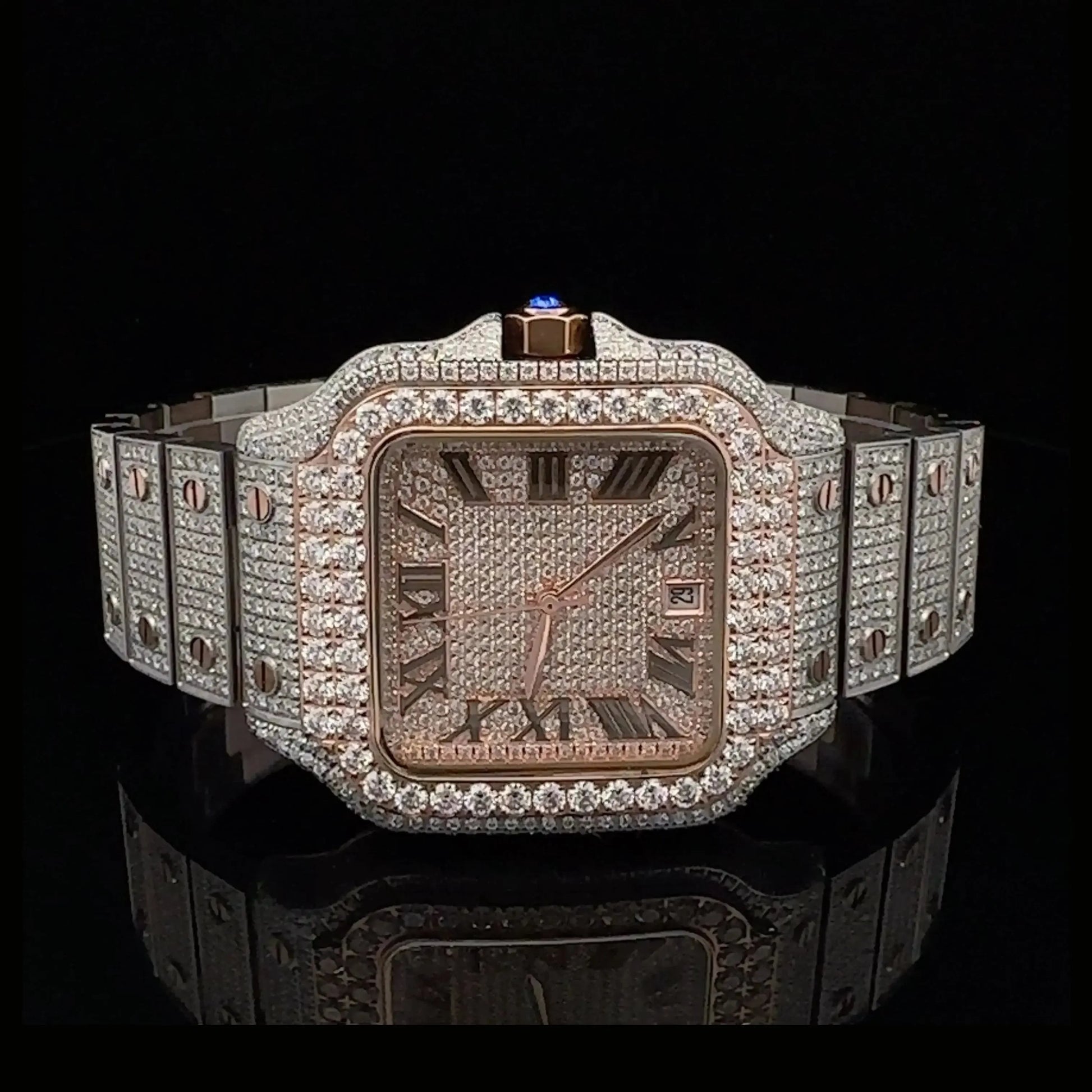 Elestrian – Two-Tone Rose Moissanite Watch | 40 mm Automatic – 5 ATM - Iced Lux Watch Shop