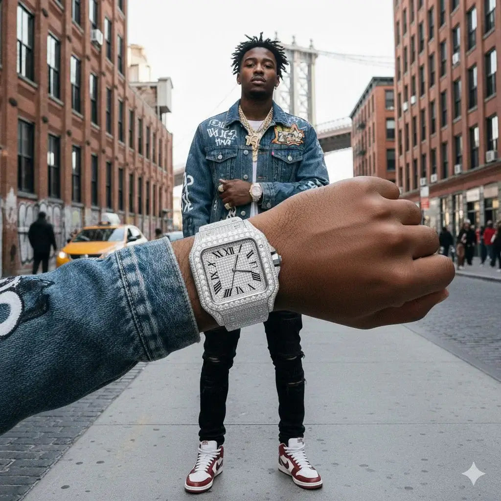 VORLIC Steel Silver Moissanite Watch – Iced Out | Iced Lux - Iced Lux Watch Shop