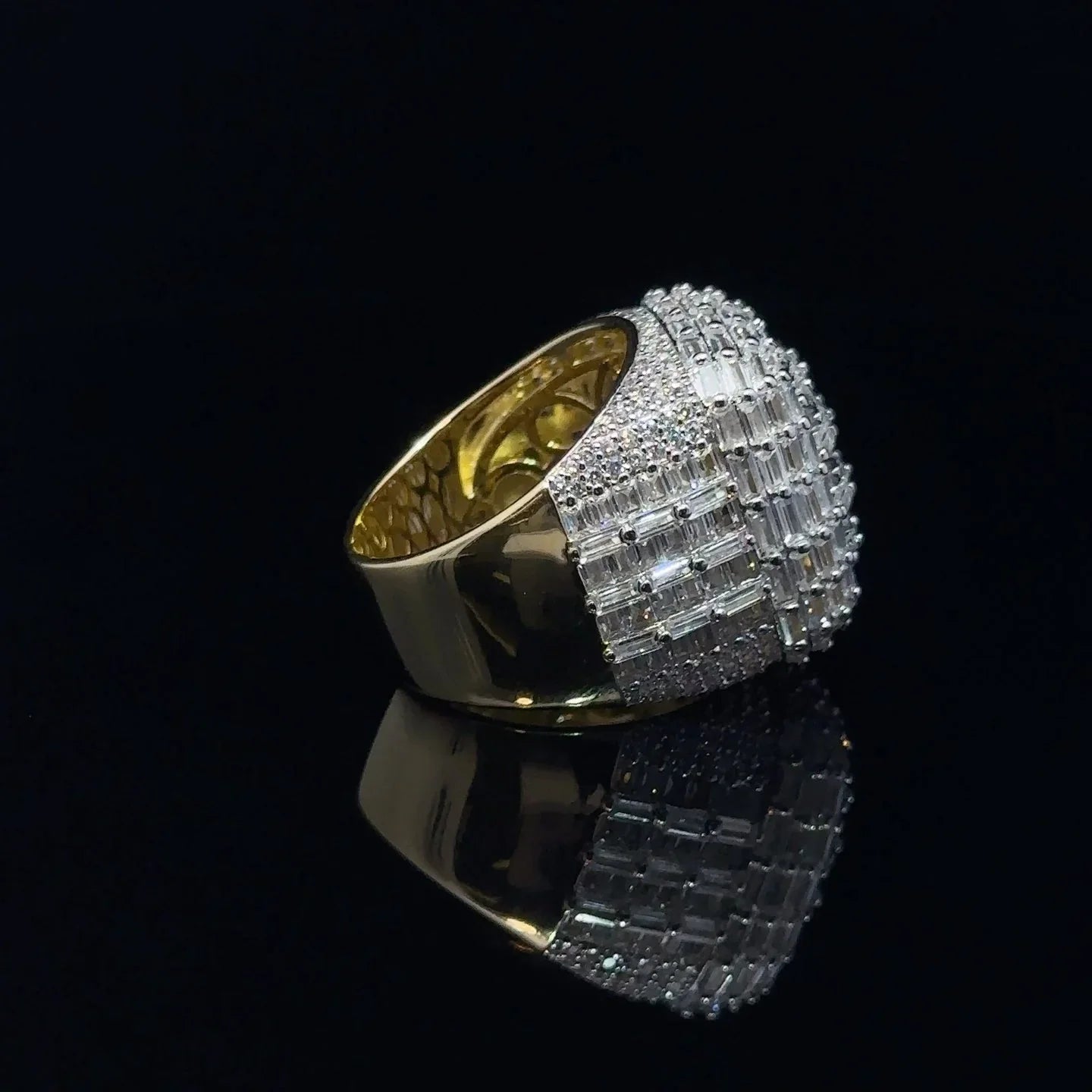 Notaro 925 Sterling Silver Yellow Gold Iced Out Men's Ring - Iced Lux Watch Shop