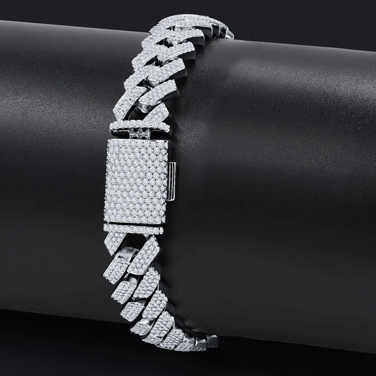 Ivich – 14 mm Moissanite Iced‑Out Bracelet | 925 Sterling Silver Rhodium - Iced Lux Watch Shop