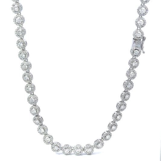 JARELO 6mm Rhodium Moissanite Iced Out Chain 925 Silver - Luxury Iced Chain for Men & Women