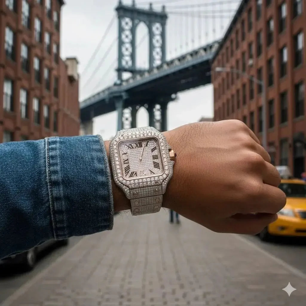 Elestrian – Two-Tone Rose Moissanite Watch | 40 mm Automatic – 5 ATM - Iced Lux Watch Shop