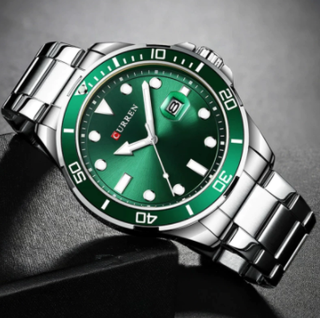 Luxury Green Watch with Silver Bracelet – Elegant men's iced-out design by Iced Lux Watch Shop