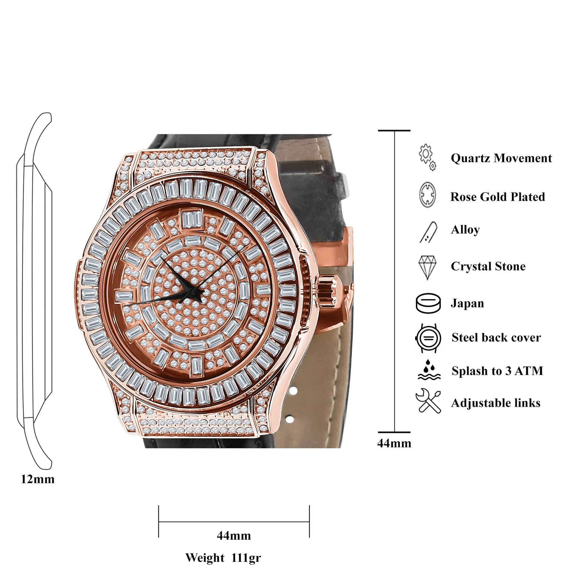 Conspicious Bling Leather Watch | 5110365 - Iced Lux Watch Shop