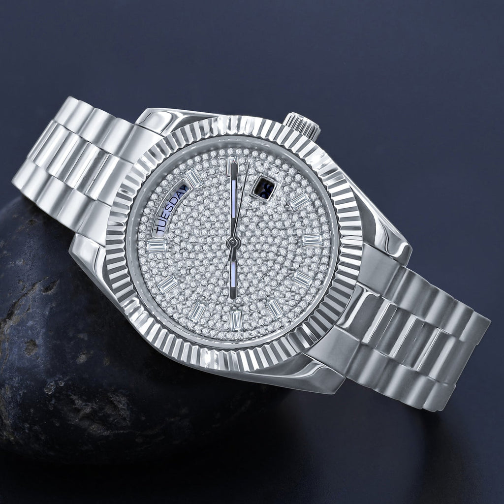 ARISTOCRATIC – 44 mm Fully Iced Hip-Hop Watch | CZ Stones, Alloy, Adjustable Links - Iced Lux Watch Shop