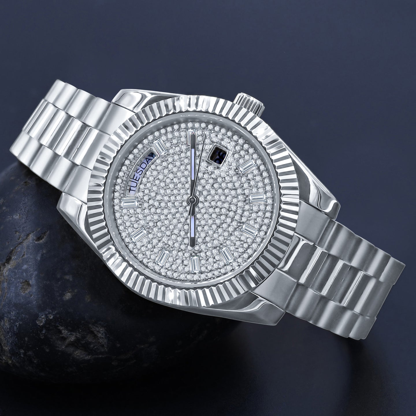 ARISTOCRATIC – 44 mm Fully Iced Hip-Hop Watch | CZ Stones, Alloy, Adjustable Links - Iced Lux Watch Shop