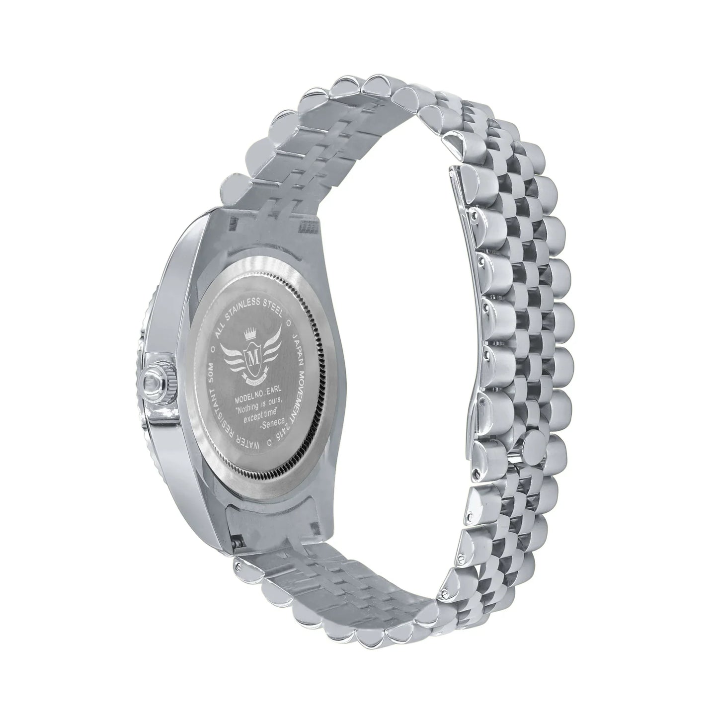 🕒 EARL Steel Quartz Watch – 40 mm Fully Bling - Iced Lux Watch Shop