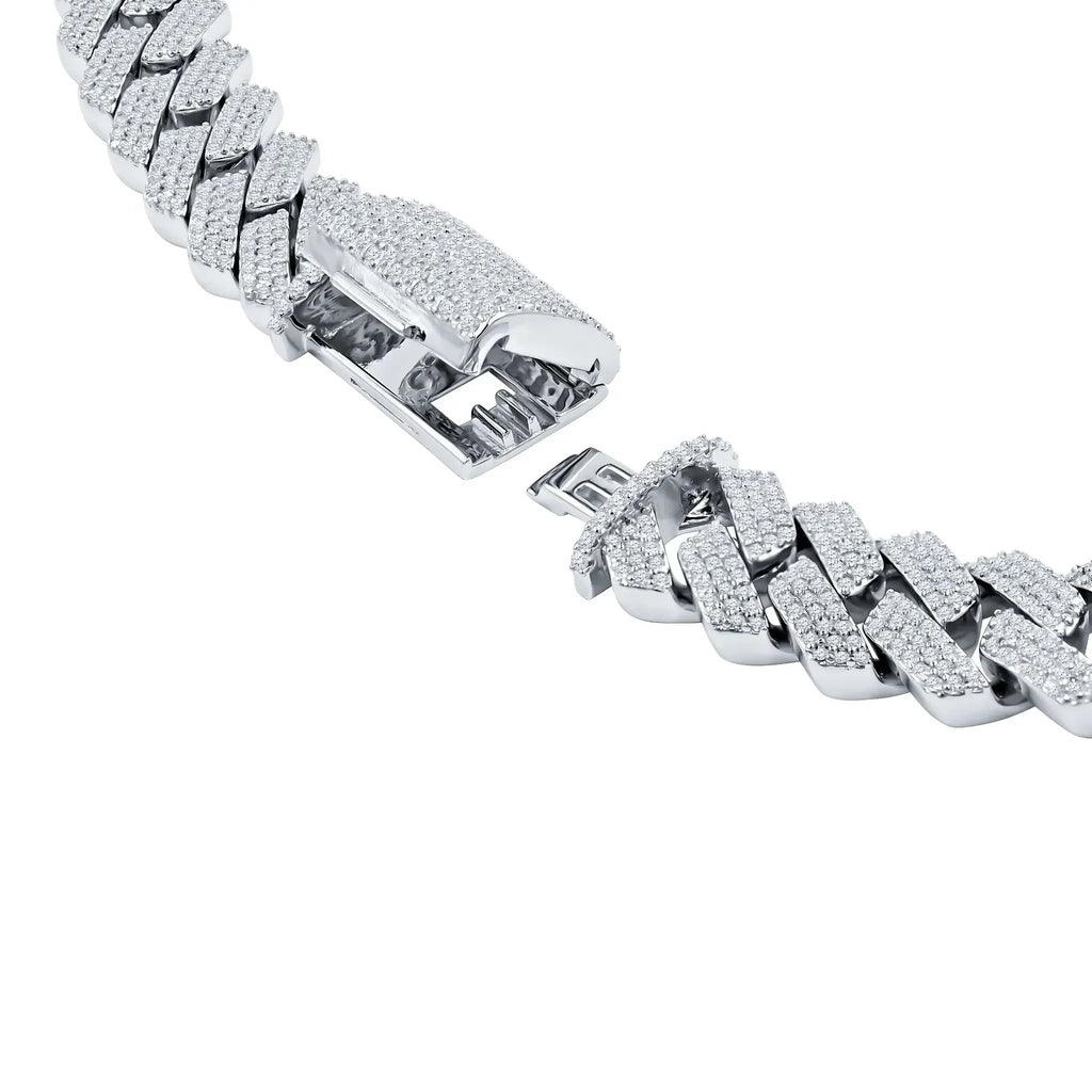 Ivich – 14 mm Moissanite Iced‑Out Bracelet | 925 Sterling Silver Rhodium - Iced Lux Watch Shop