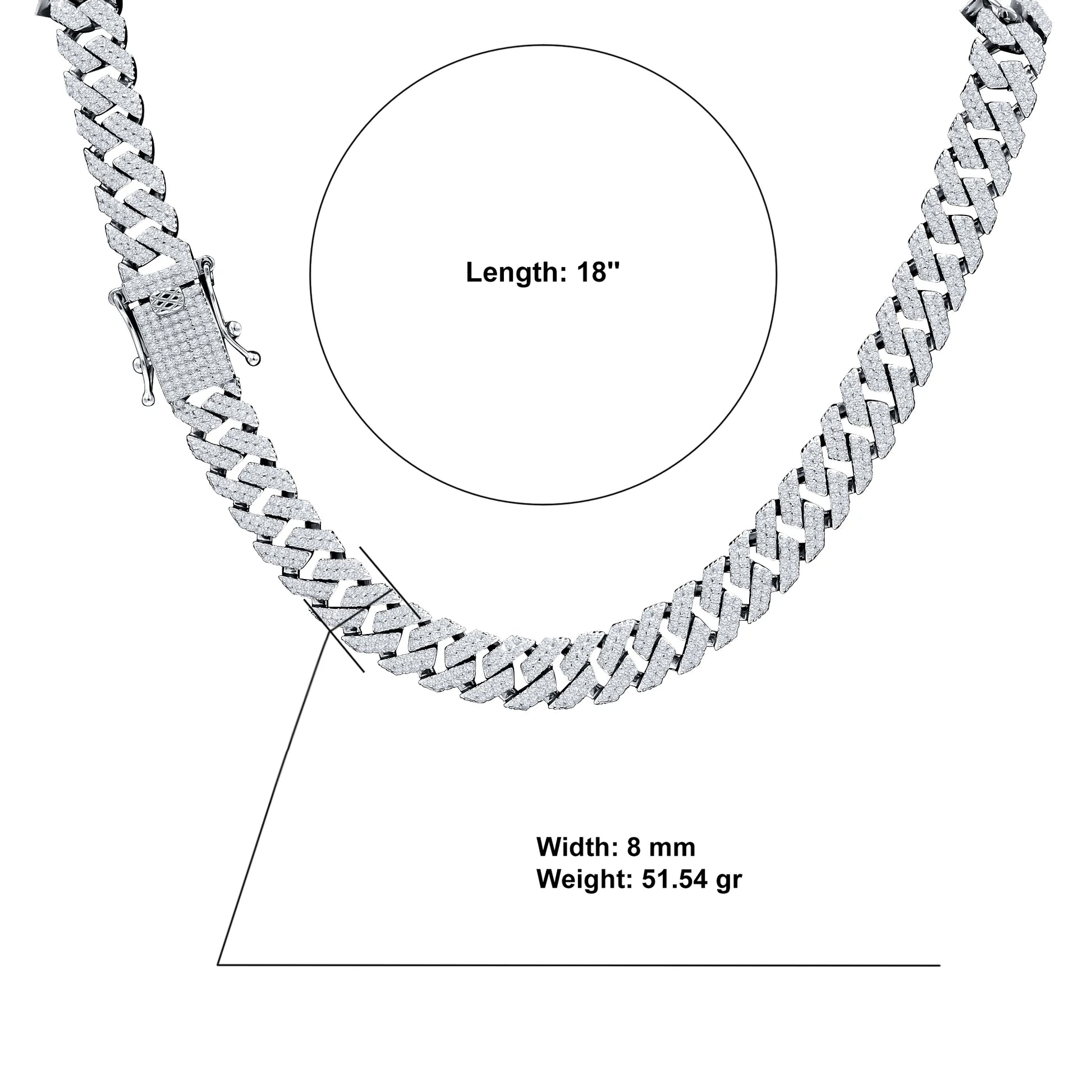 GemSculpt 8mm Silver CZ Necklace – 925 Sterling Silver Iced Chain - Iced Lux Watch Shop