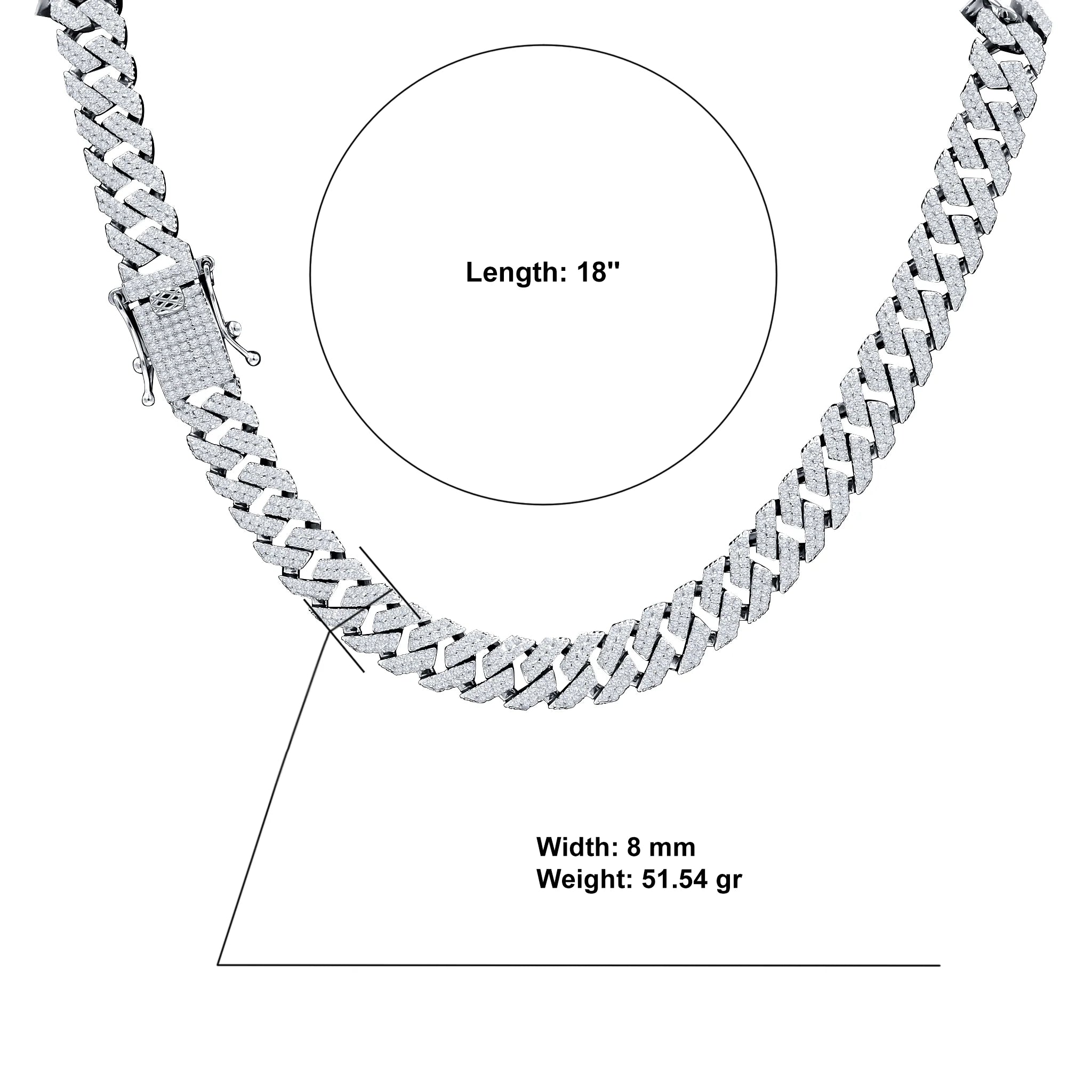 GemSculpt 8mm Silver CZ Necklace – 925 Sterling Silver Iced Chain - Iced Lux Watch Shop