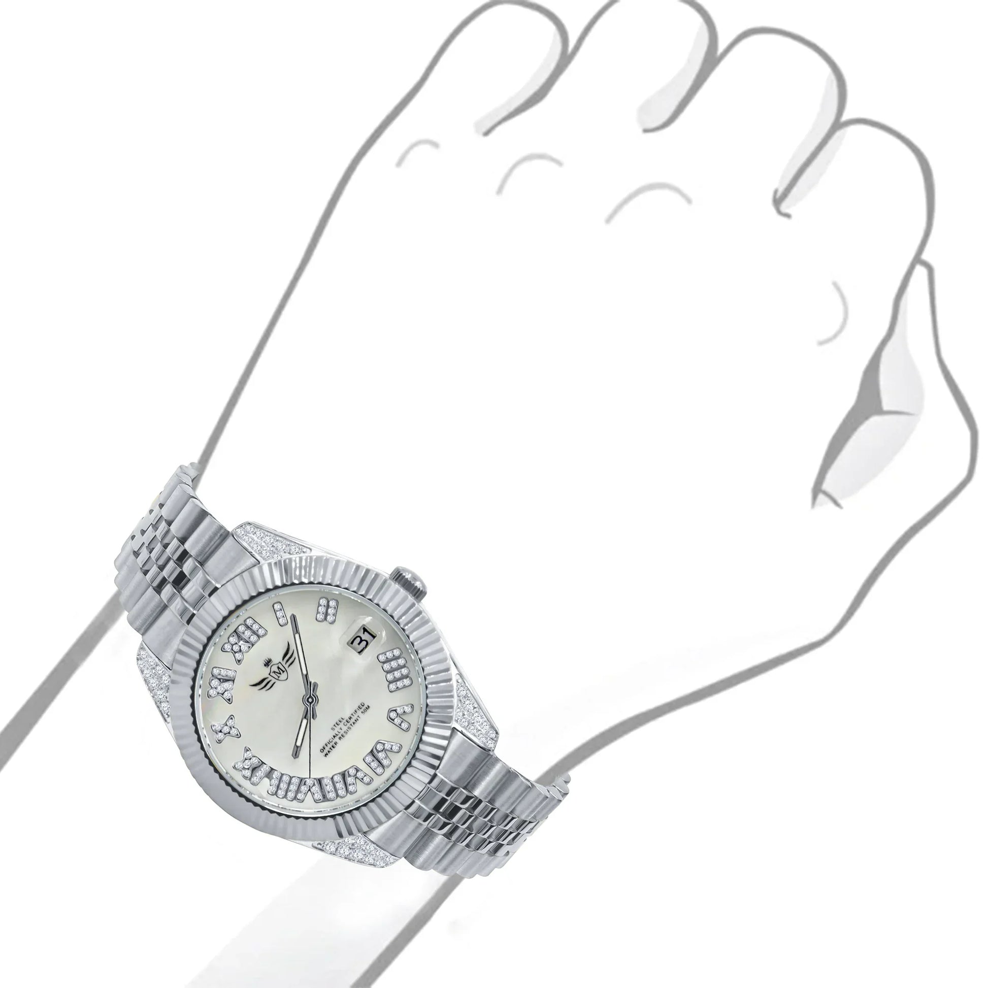 🕒 EARL Steel Quartz Watch – 40 mm Fully Bling - Iced Lux Watch Shop