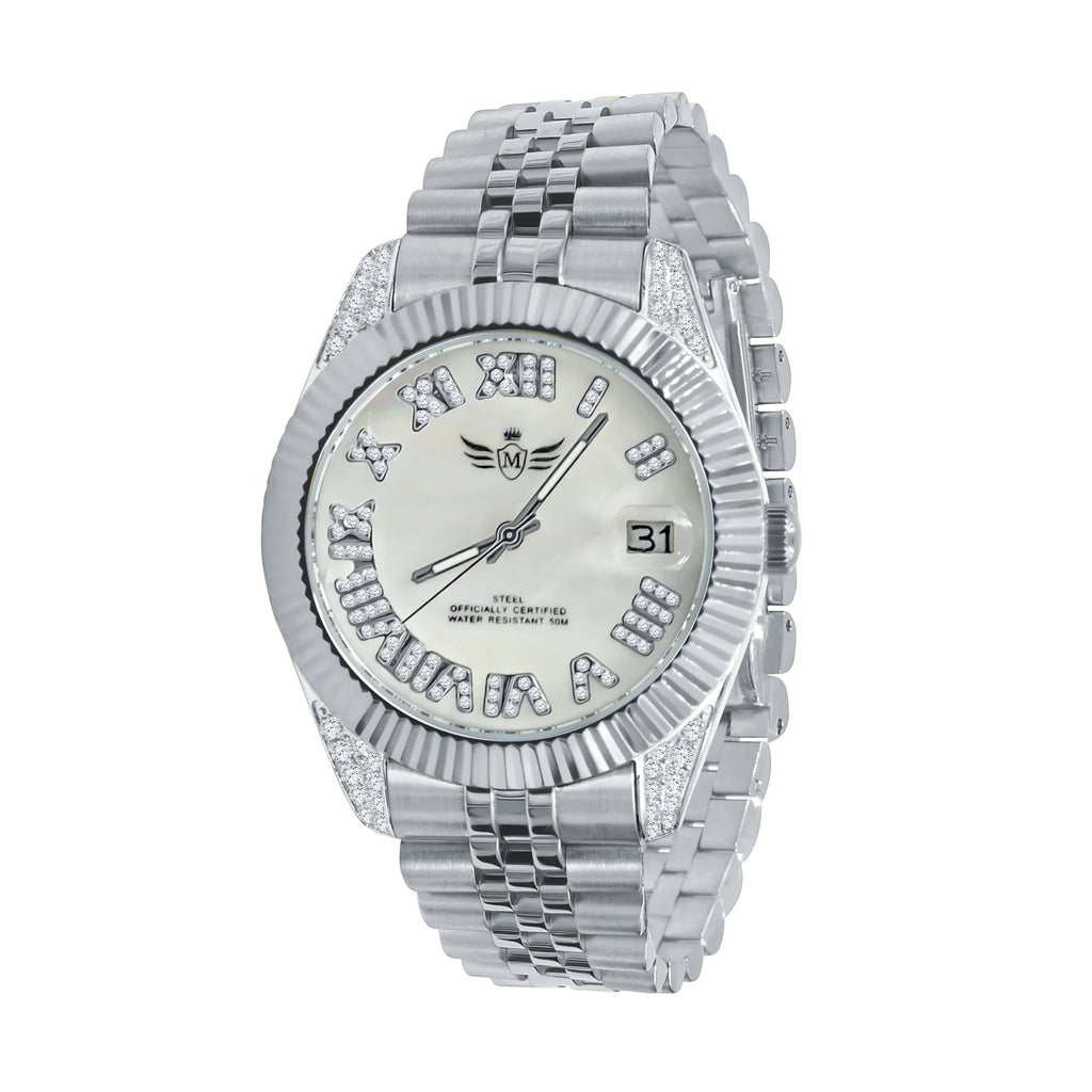 🕒 EARL Steel Quartz Watch – 40 mm Fully Bling - Iced Lux Watch Shop