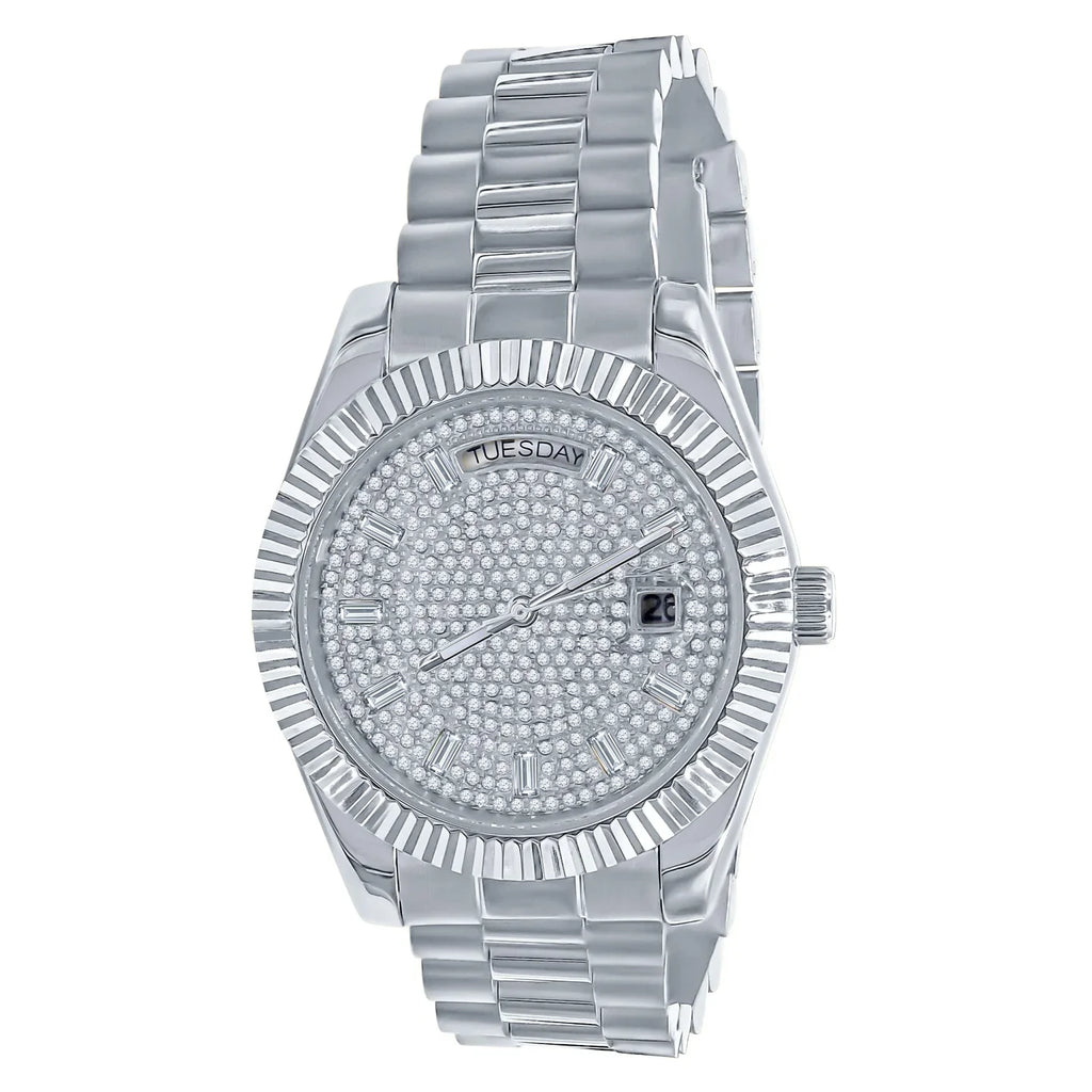 ARISTOCRATIC – 44 mm Fully Iced Hip-Hop Watch | CZ Stones, Alloy, Adjustable Links - Iced Lux Watch Shop