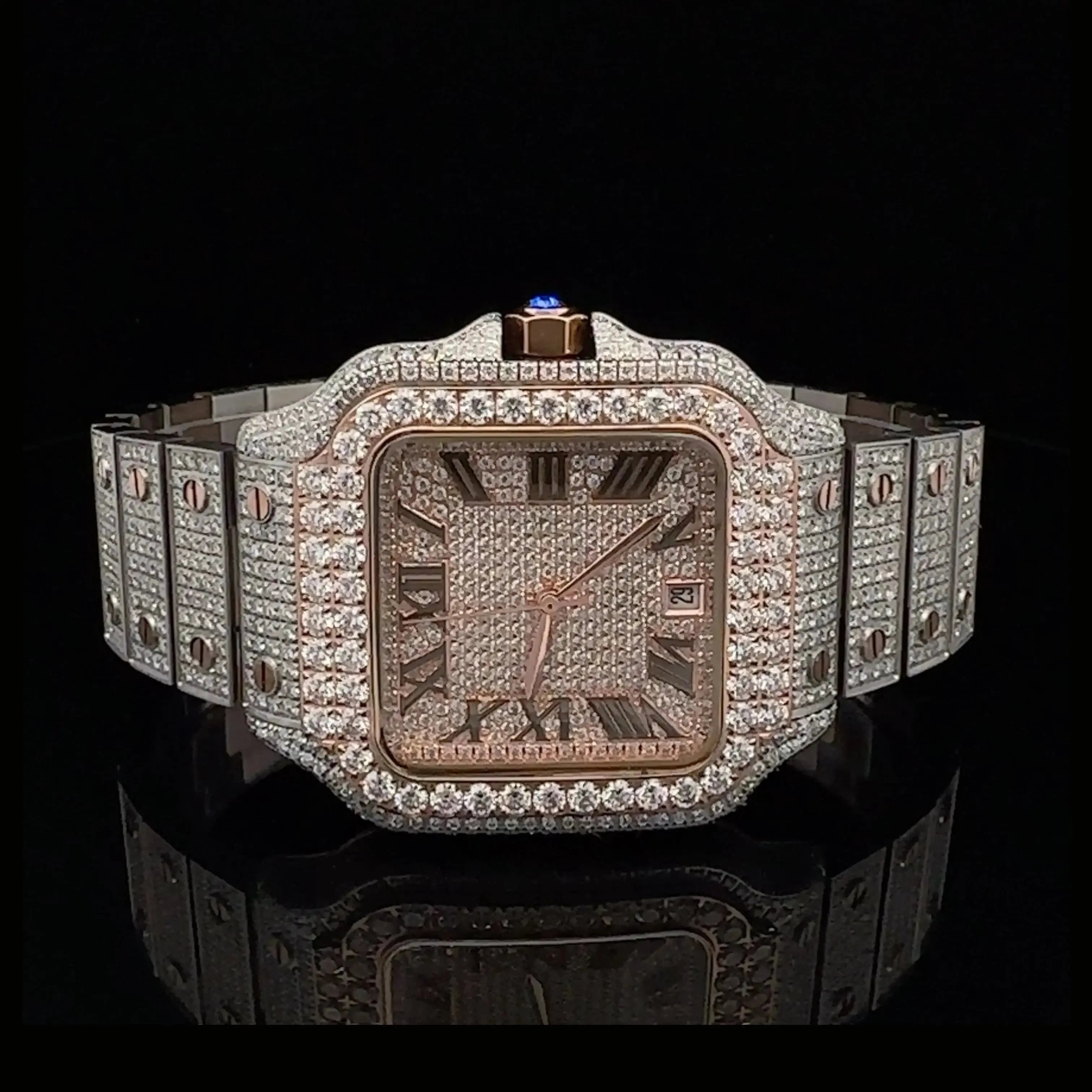 Elestrian – Two-Tone Rose Moissanite Watch | 40 mm Automatic – 5 ATM - Iced Lux Watch Shop