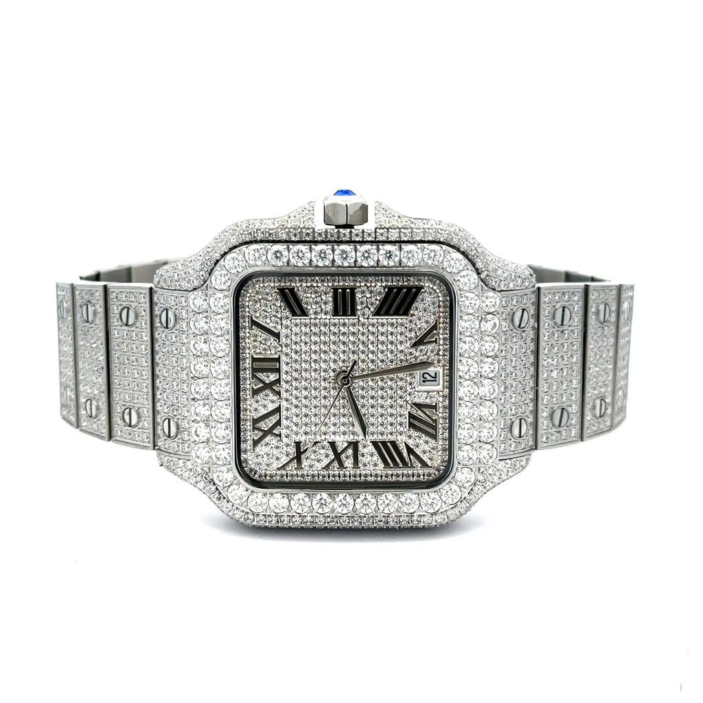 VORLIC Steel Silver Moissanite Watch – Iced Out | Iced Lux - Iced Lux Watch Shop