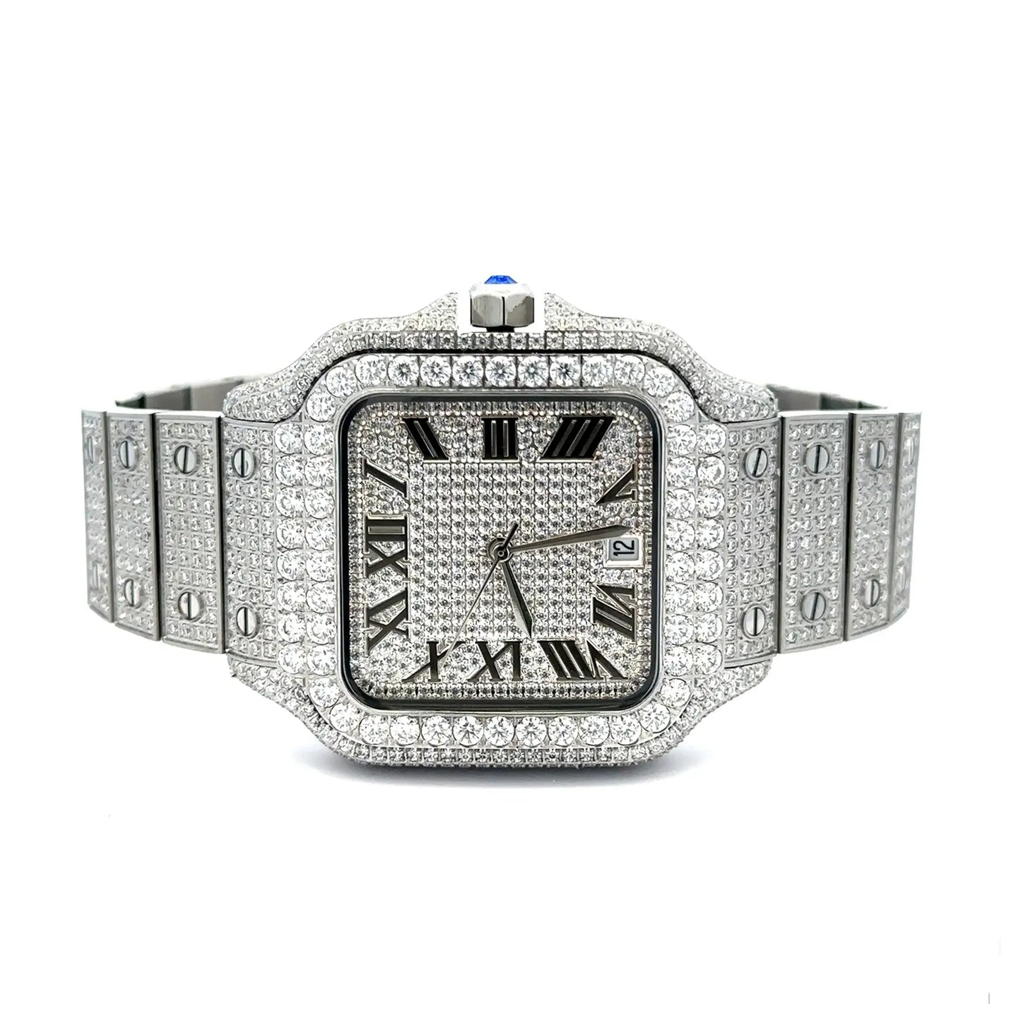 VORLIC Steel Silver Moissanite Watch – Iced Out | Iced Lux - Iced Lux Watch Shop