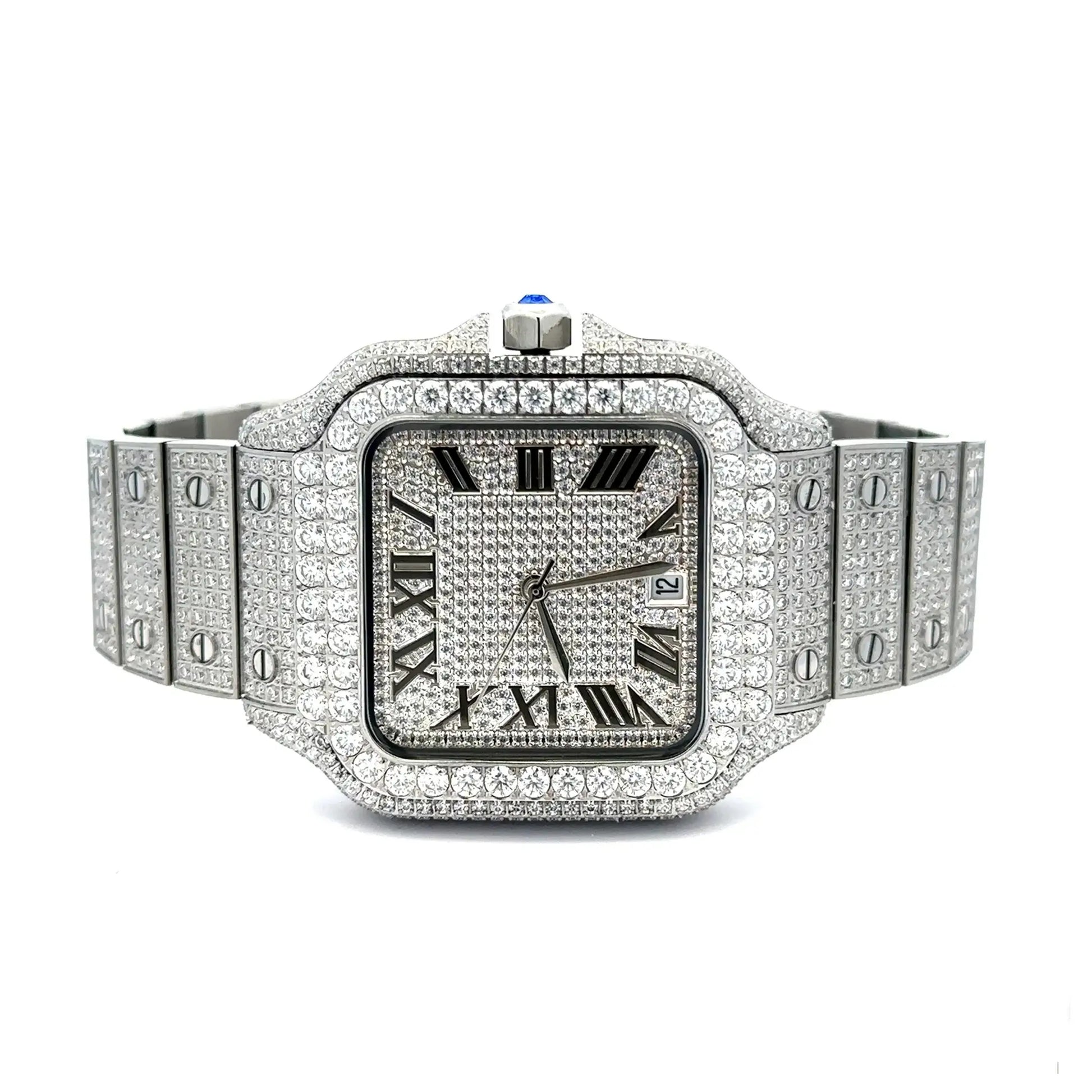 VORLIC Steel Silver Moissanite Watch – Iced Out | Iced Lux - Iced Lux Watch Shop