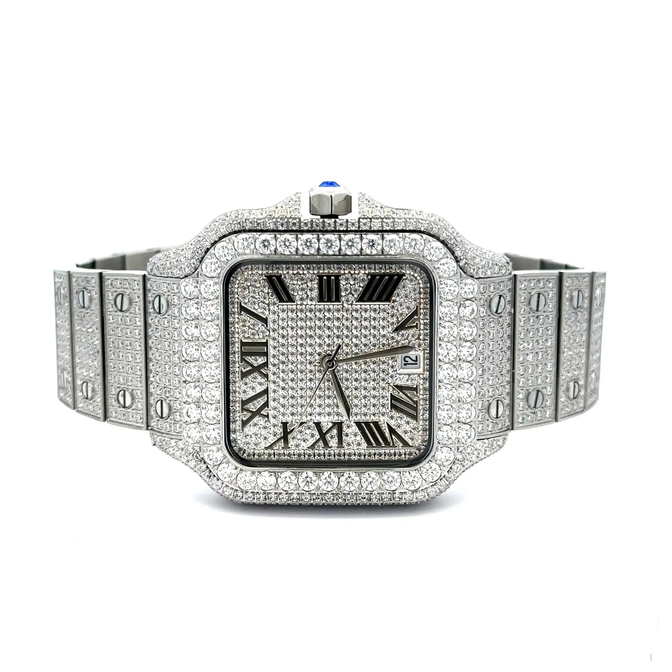 VORLIC Steel Silver Moissanite Watch – Iced Out | Iced Lux - Iced Lux Watch Shop