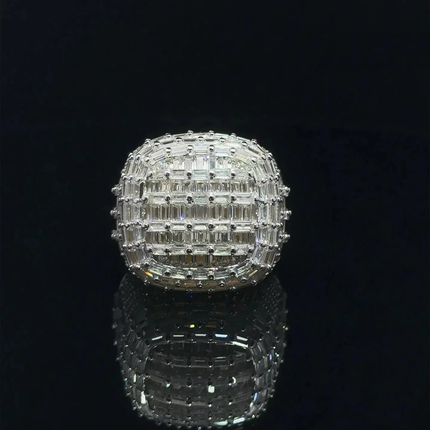 Crystal ball with a reflective surface on a black background