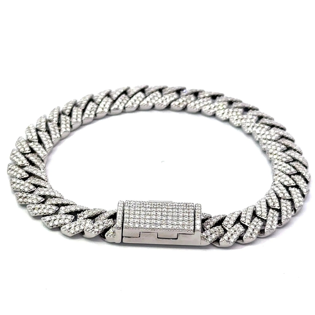 Tenric 10mm Moissanite Iced Out Cuban Bracelet – 925 Silver, VVS Clarity | Iced Lux - Iced Lux Watch Shop