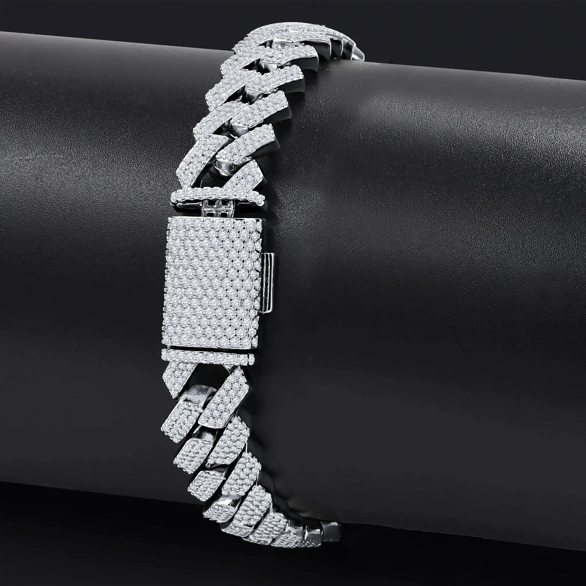 Ivich – 14 mm Moissanite Iced‑Out Bracelet | 925 Sterling Silver Rhodium - Iced Lux Watch Shop