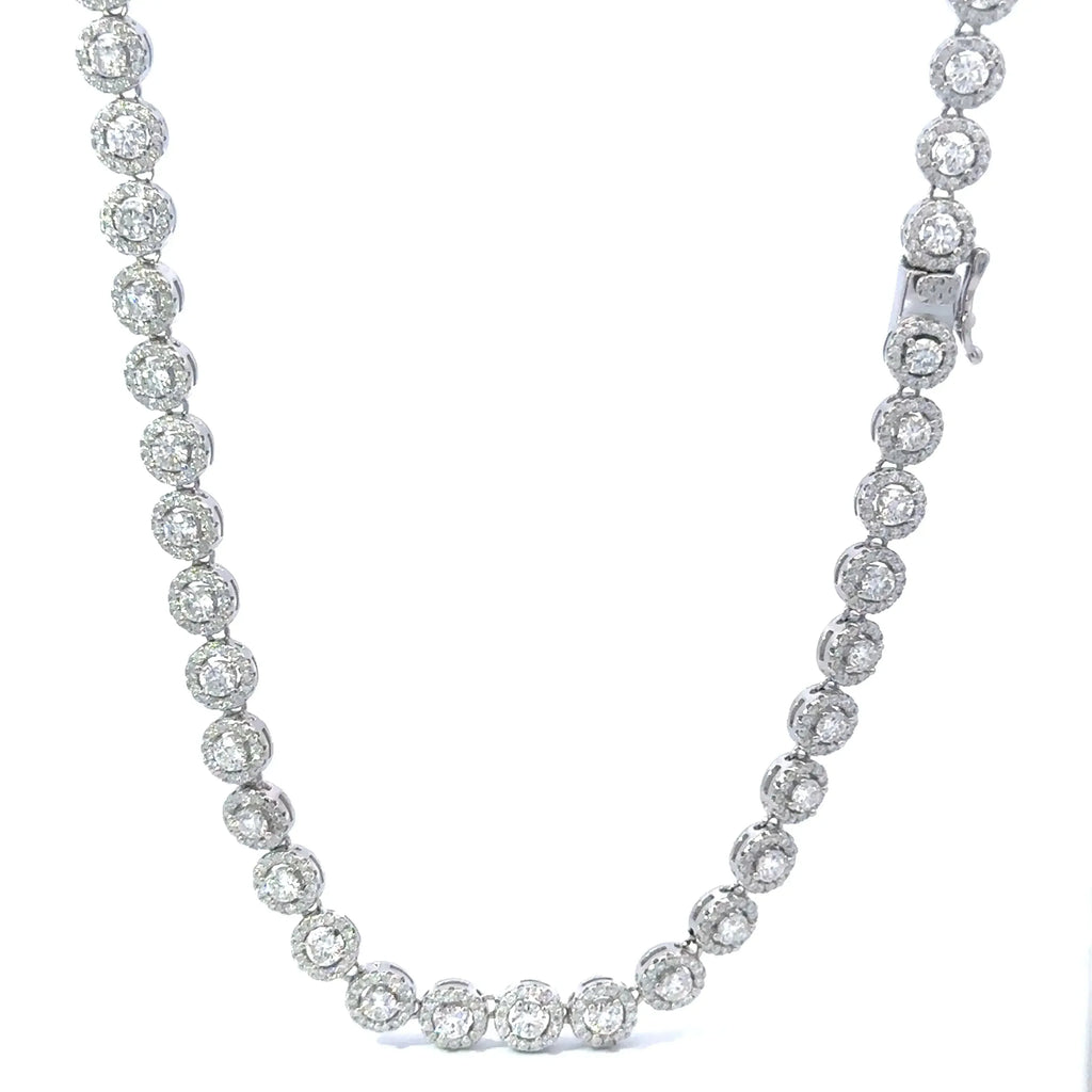 JARELO 6mm Rhodium Moissanite Iced Out Chain 925 Silver - Luxury Iced Chain for Men & Women