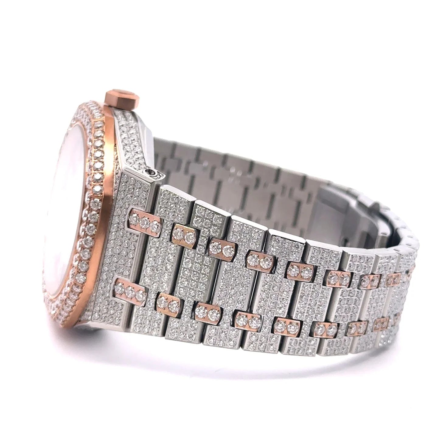 40mm Moissanite VVS Watch – Two-Tone Rose, Iced-Out, Automatic - Iced Lux Watch Shop