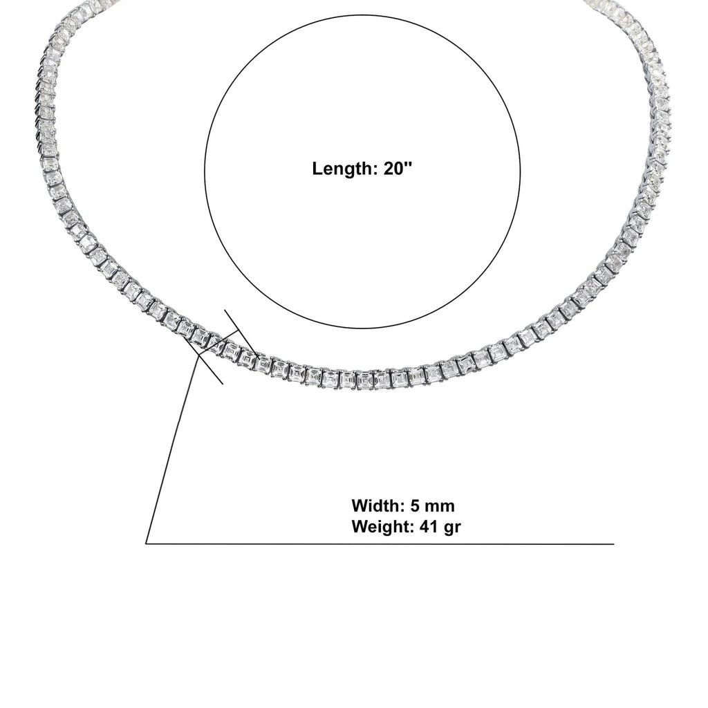 Gemmy 5mm Sterling Silver Tennis Chain – 925 CZ Necklace (20″) - Iced Lux Watch Shop