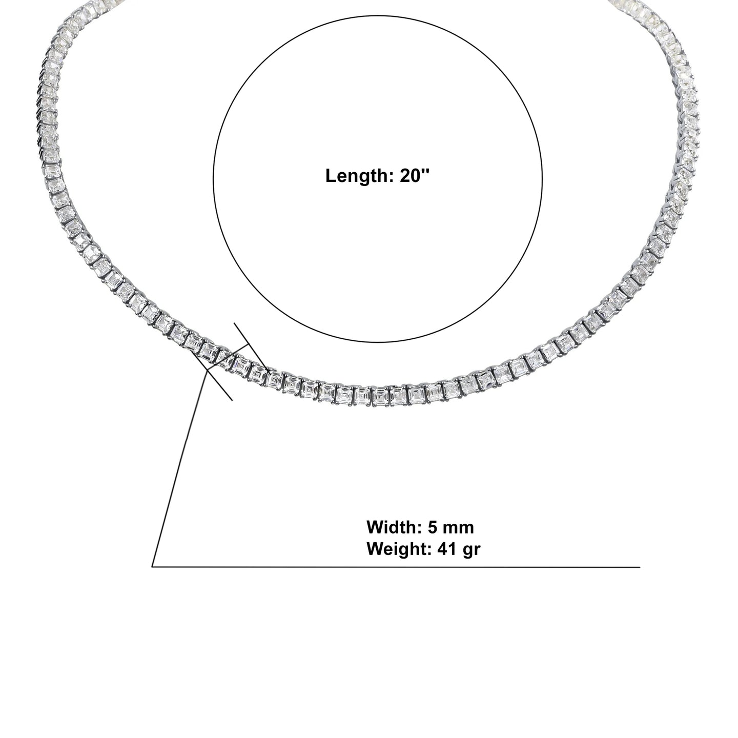 Gemmy 5mm Sterling Silver Tennis Chain – 925 CZ Necklace (20″) - Iced Lux Watch Shop