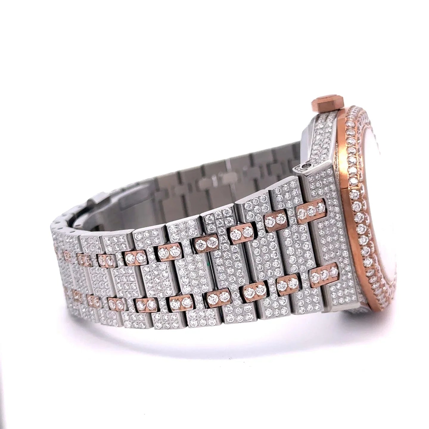 40mm Moissanite VVS Watch – Two-Tone Rose, Iced-Out, Automatic - Iced Lux Watch Shop