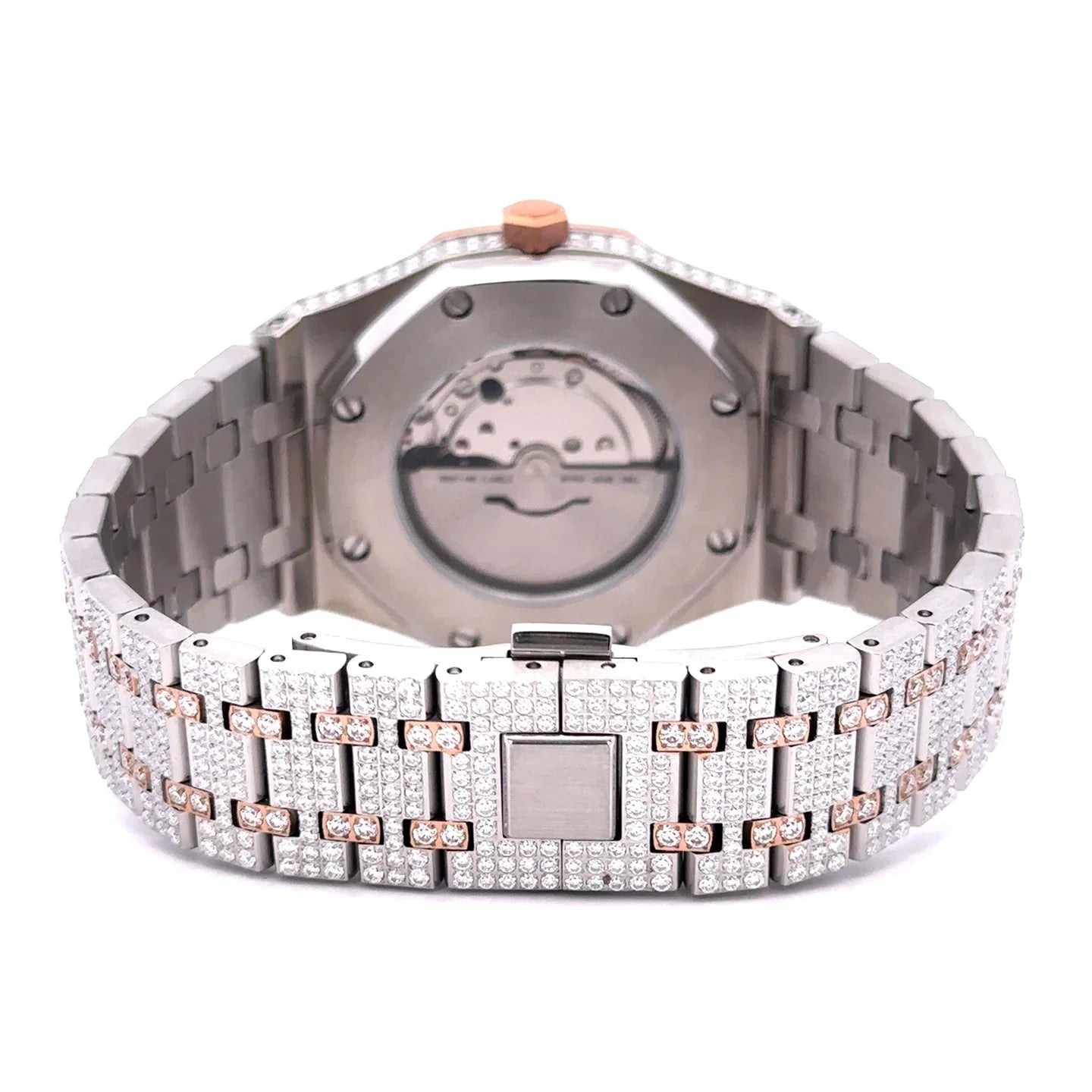 40mm Moissanite VVS Watch – Two-Tone Rose, Iced-Out, Automatic - Iced Lux Watch Shop