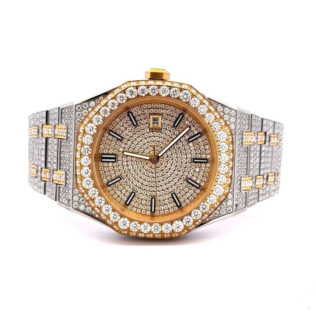 Syrenth Two‑Tone Moissanite Watch – Iced Out Automatic Luxury - Iced Lux Watch Shop
