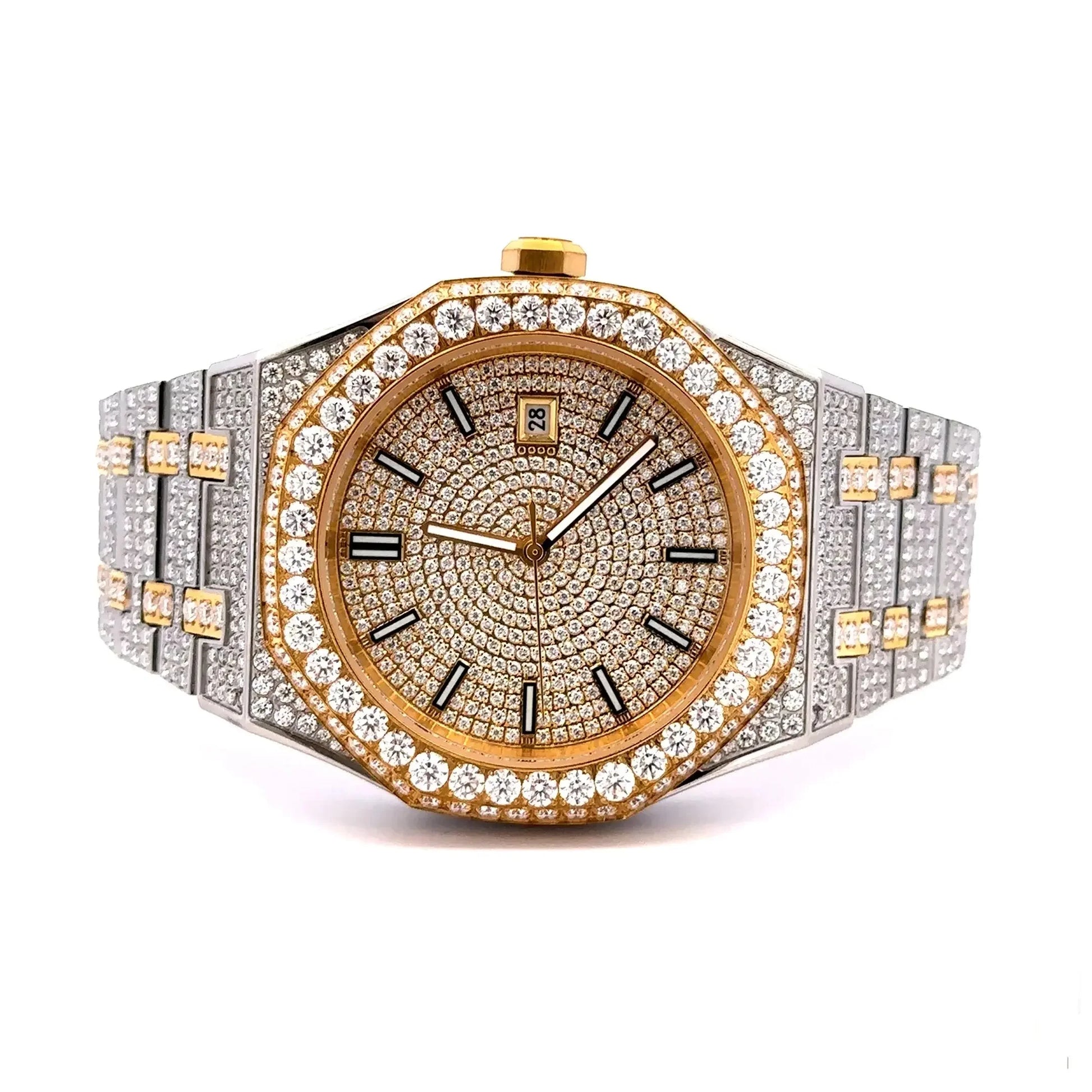 Syrenth Two‑Tone Moissanite Watch – Iced Out Automatic Luxury - Iced Lux Watch Shop